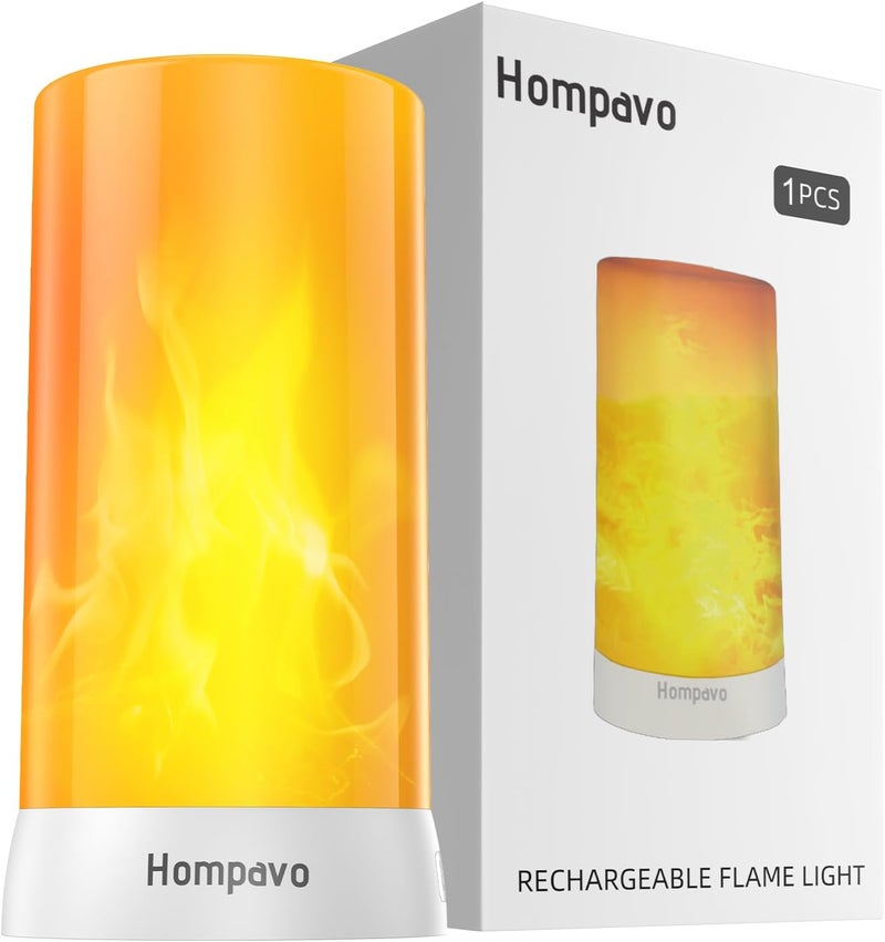 Hompavo Store 【Upgraded】 LED Flame Lights, 4-Mode Rechargeable Battery Operated Flameless Candles, Waterproof Pillar Flickering Lanterns for Living Room Bathroom Patio Wedding Party Christmas Home Decor - Image 1